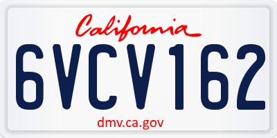 CA license plate 6VCV162
