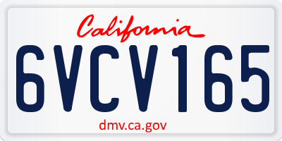 CA license plate 6VCV165