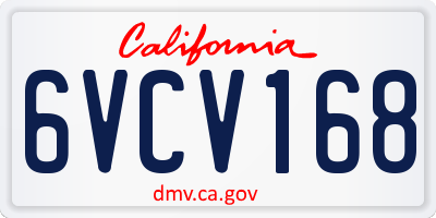 CA license plate 6VCV168
