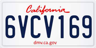 CA license plate 6VCV169