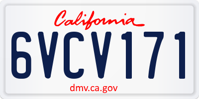 CA license plate 6VCV171