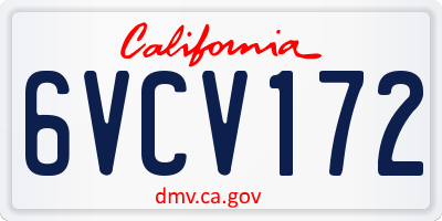 CA license plate 6VCV172