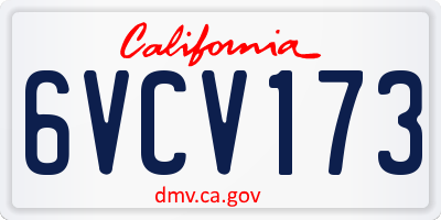 CA license plate 6VCV173