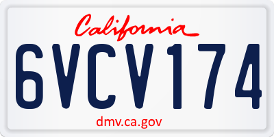 CA license plate 6VCV174