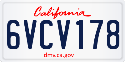 CA license plate 6VCV178