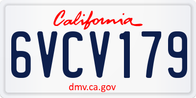 CA license plate 6VCV179