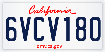 CA license plate 6VCV180