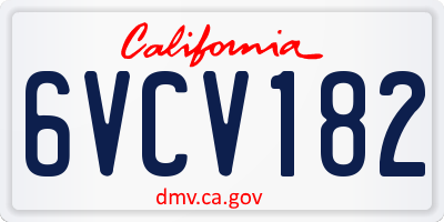 CA license plate 6VCV182