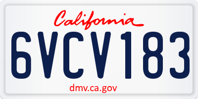 CA license plate 6VCV183