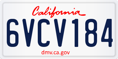 CA license plate 6VCV184