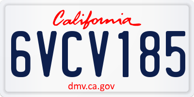 CA license plate 6VCV185
