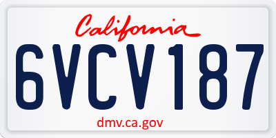 CA license plate 6VCV187