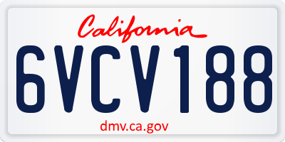 CA license plate 6VCV188