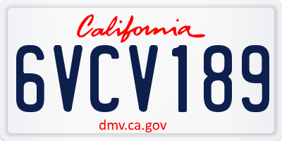 CA license plate 6VCV189