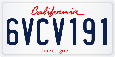 CA license plate 6VCV191