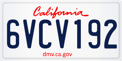 CA license plate 6VCV192