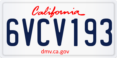 CA license plate 6VCV193