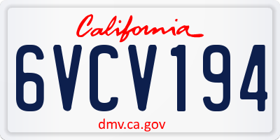 CA license plate 6VCV194