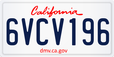 CA license plate 6VCV196