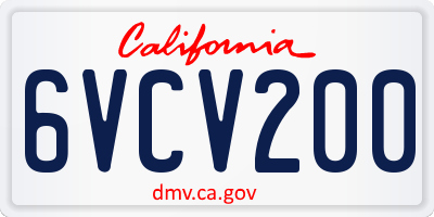 CA license plate 6VCV200