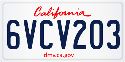 CA license plate 6VCV203