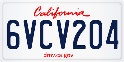 CA license plate 6VCV204