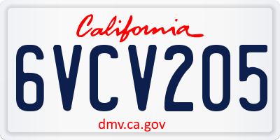 CA license plate 6VCV205