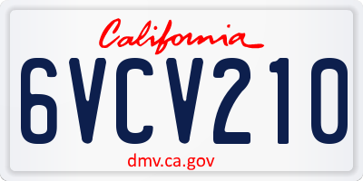CA license plate 6VCV210