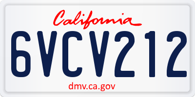 CA license plate 6VCV212