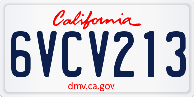 CA license plate 6VCV213