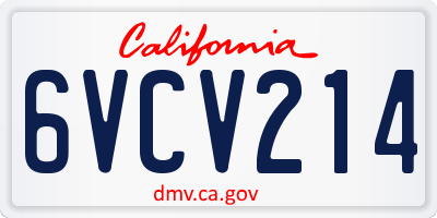 CA license plate 6VCV214