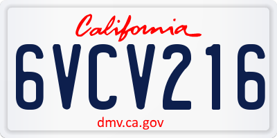CA license plate 6VCV216