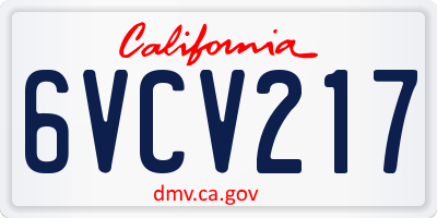CA license plate 6VCV217