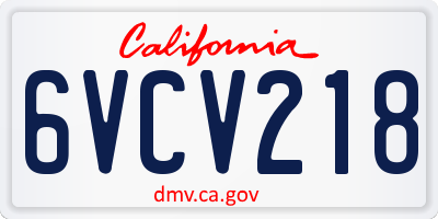 CA license plate 6VCV218
