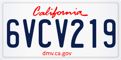 CA license plate 6VCV219