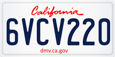 CA license plate 6VCV220