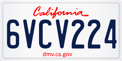 CA license plate 6VCV224