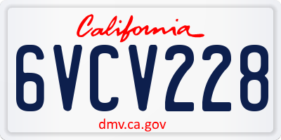 CA license plate 6VCV228