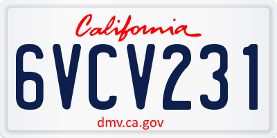 CA license plate 6VCV231