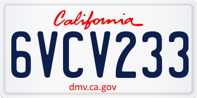 CA license plate 6VCV233