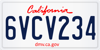 CA license plate 6VCV234
