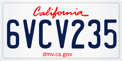 CA license plate 6VCV235