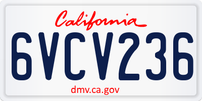 CA license plate 6VCV236