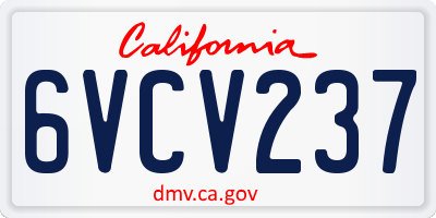CA license plate 6VCV237