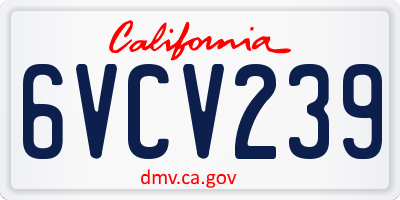 CA license plate 6VCV239