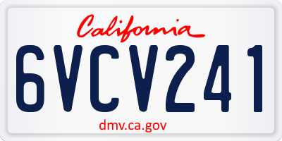 CA license plate 6VCV241