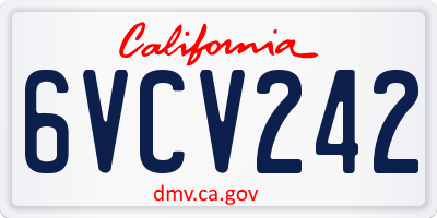 CA license plate 6VCV242