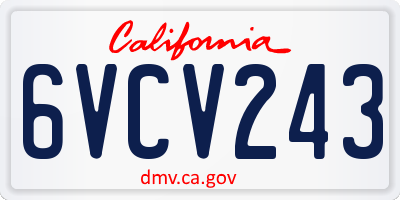 CA license plate 6VCV243