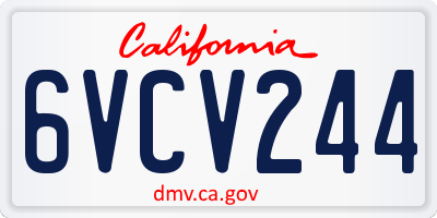 CA license plate 6VCV244