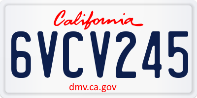 CA license plate 6VCV245